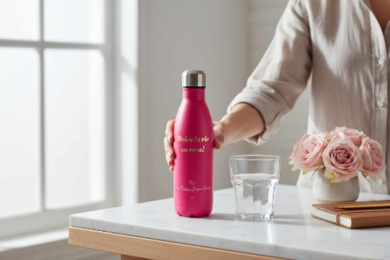 Gourde "Boire la vie en rose"