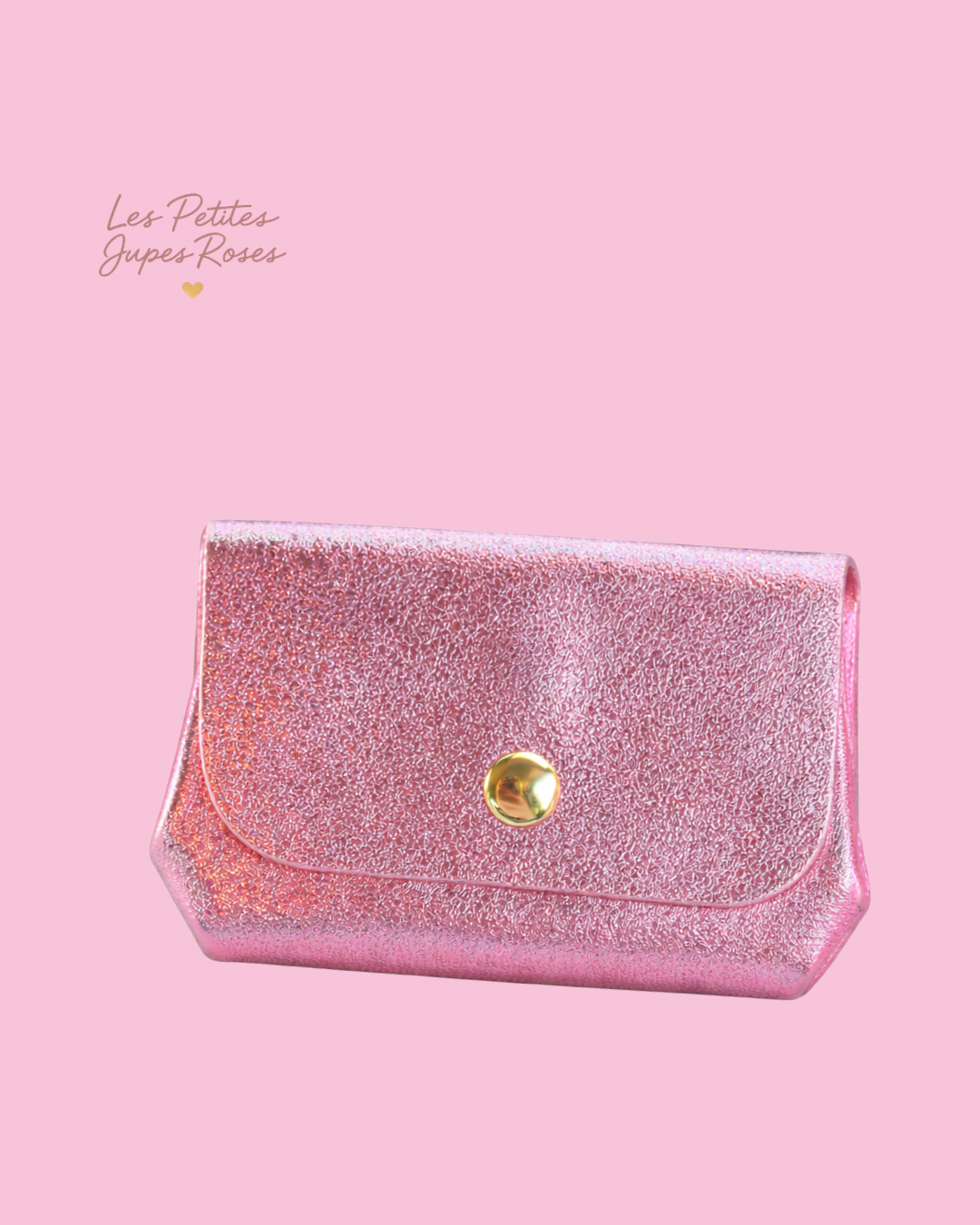 Porte monnaie rose clair à paillettes