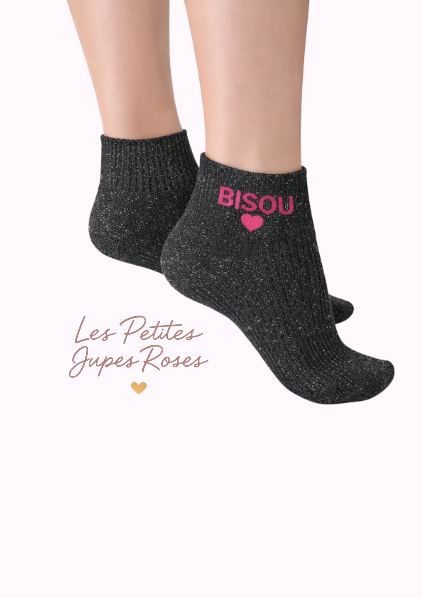 Chaussettes à paillettes « Bisou »