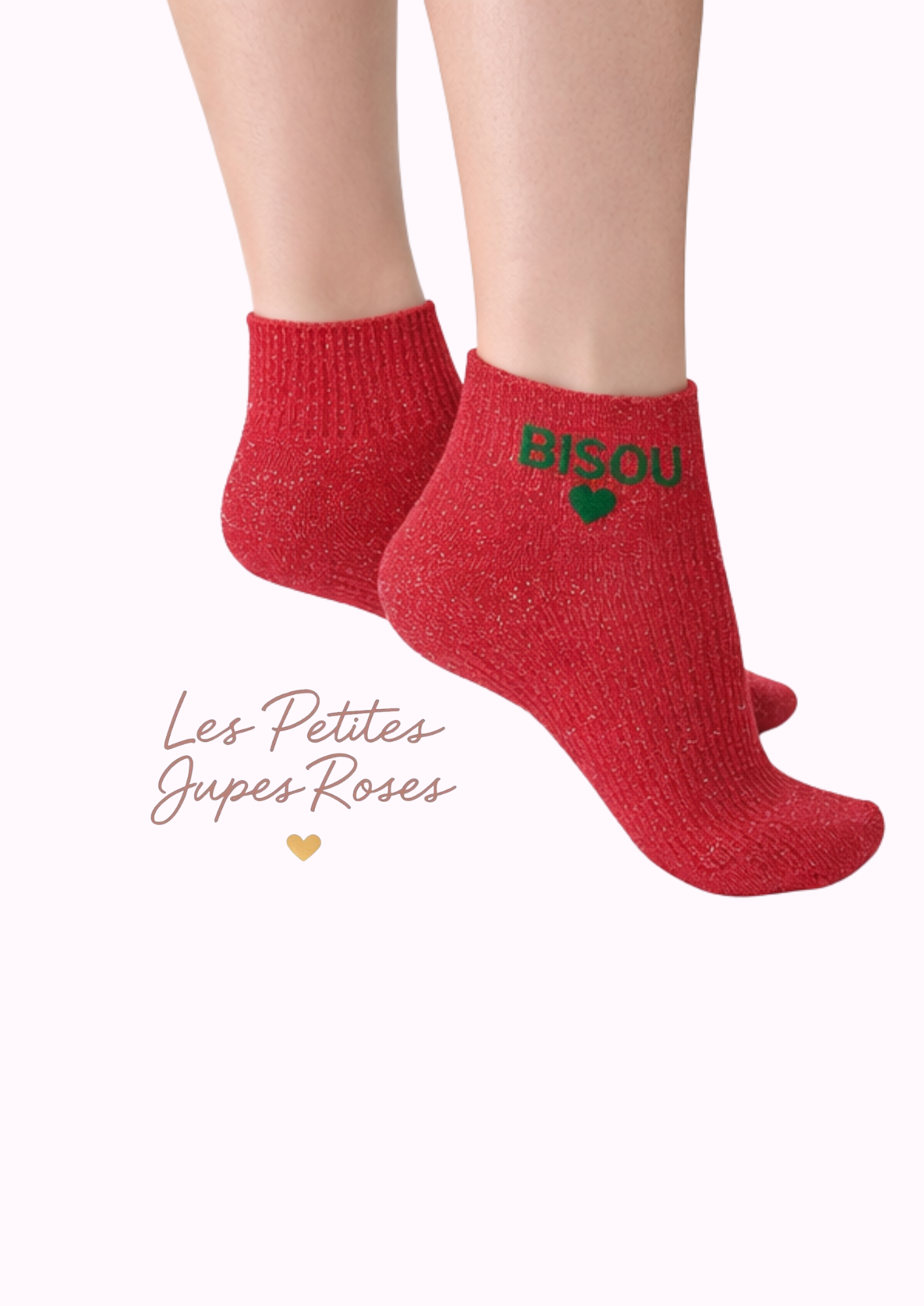 Chaussettes à paillettes « Bisou »